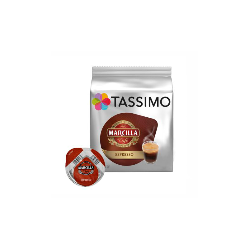 La cápsula Espresso Marcilla Tassimo es la opción ideal para los amantes  del café. Ofrece un café con un sabor excepcional y úni